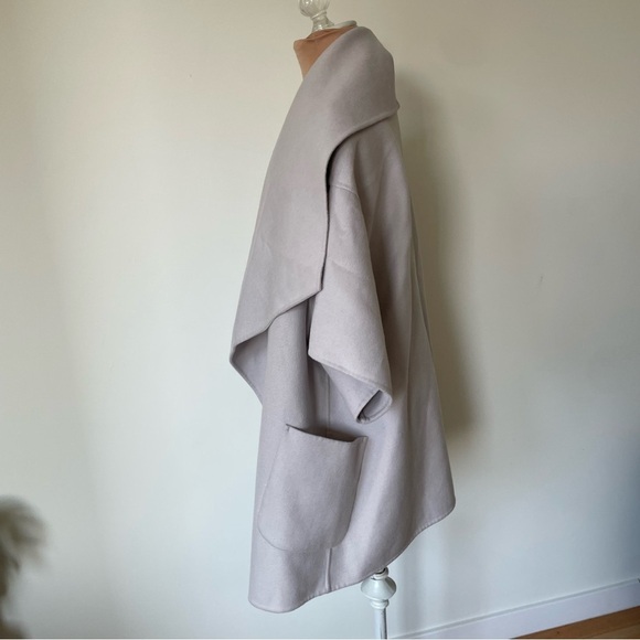 Lamarque Penelope Double Face Wool Gray 3/4 Sleeve Open Drape Front Coat EUC M/L - Picture 6 of 12